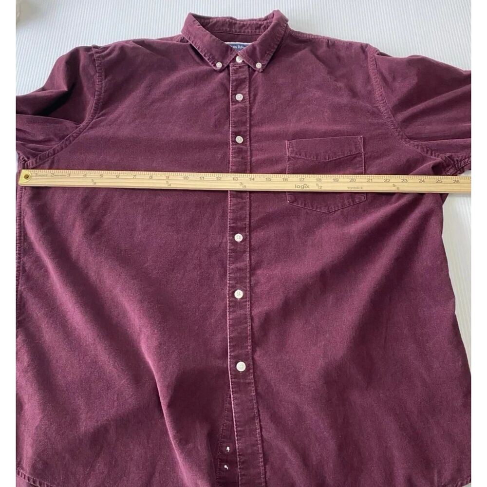 Club Room Corduroy Shirt Men's XXL Burgundy Long Sleeve Button Up 100% Cotton - Picture 4 of 8